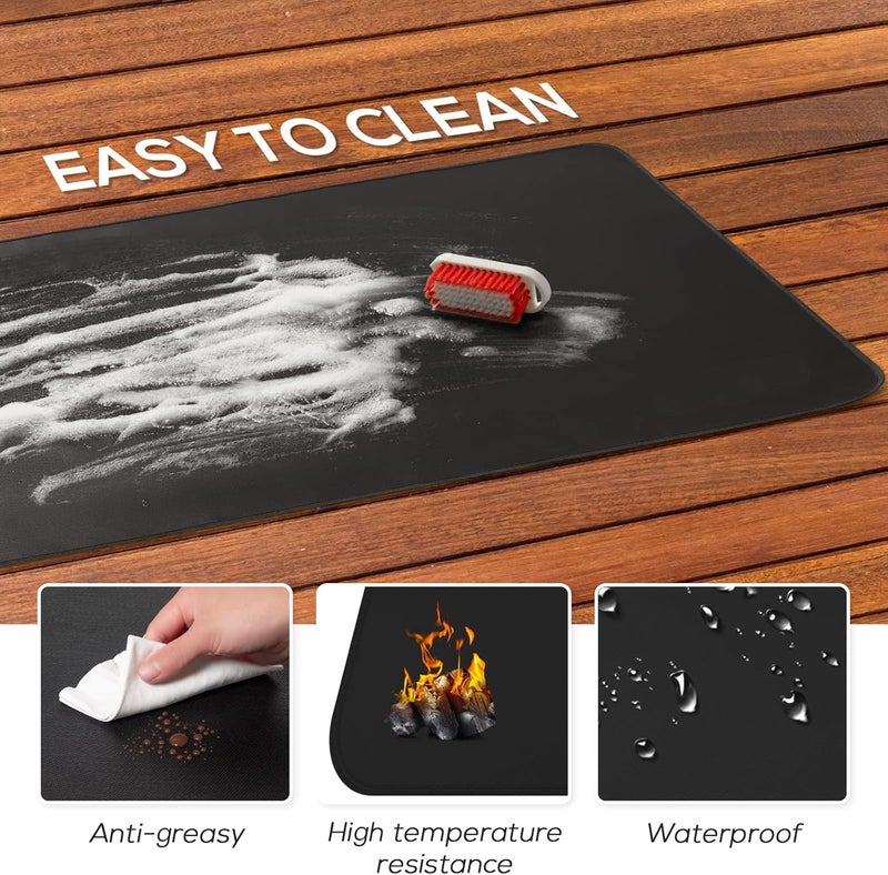 FLASLD Fireproof Under Grill Mat, 60x32 inch Grill Protector Under Desk, Outdoor BBQ Deck Mat for Fire Pit, Grill, Fireplace, Stove, Smoker - Image 4